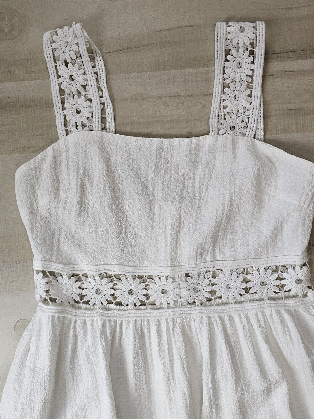 * New Boho Sheer Embroidered Eyelet Lace Maxi Dress White - Picture 6 of 12